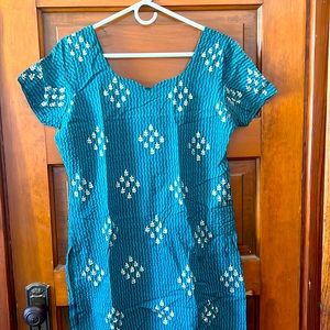 Turquoise cotton salwar kameez